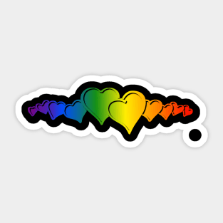 Gay Rainbow Hearts Row Sticker